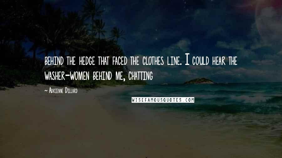 Adrienne Dillard Quotes: behind the hedge that faced the clothes line. I could hear the washer-women behind me, chatting