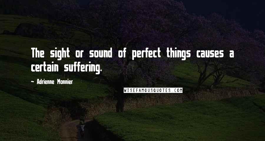 Adrienne Monnier Quotes: The sight or sound of perfect things causes a certain suffering.