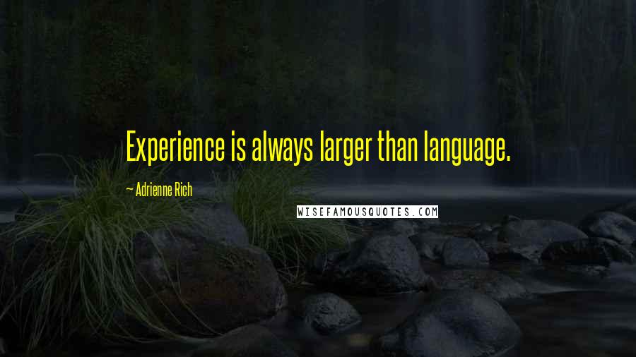 Adrienne Rich Quotes: Experience is always larger than language.