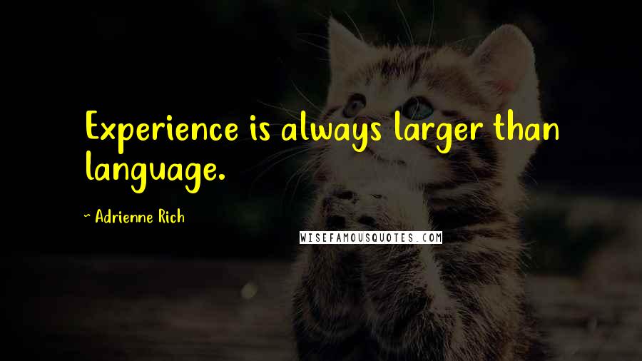 Adrienne Rich Quotes: Experience is always larger than language.