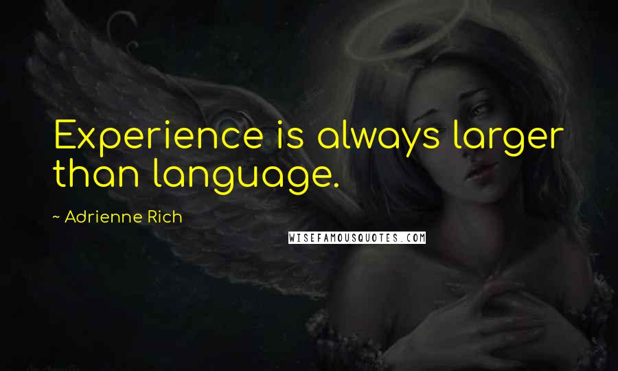 Adrienne Rich Quotes: Experience is always larger than language.