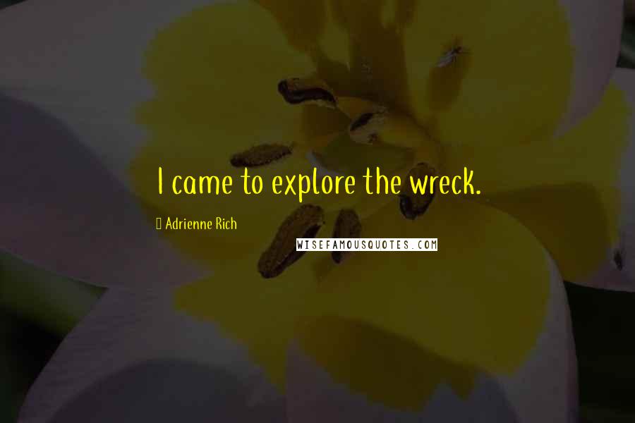 Adrienne Rich Quotes: I came to explore the wreck.