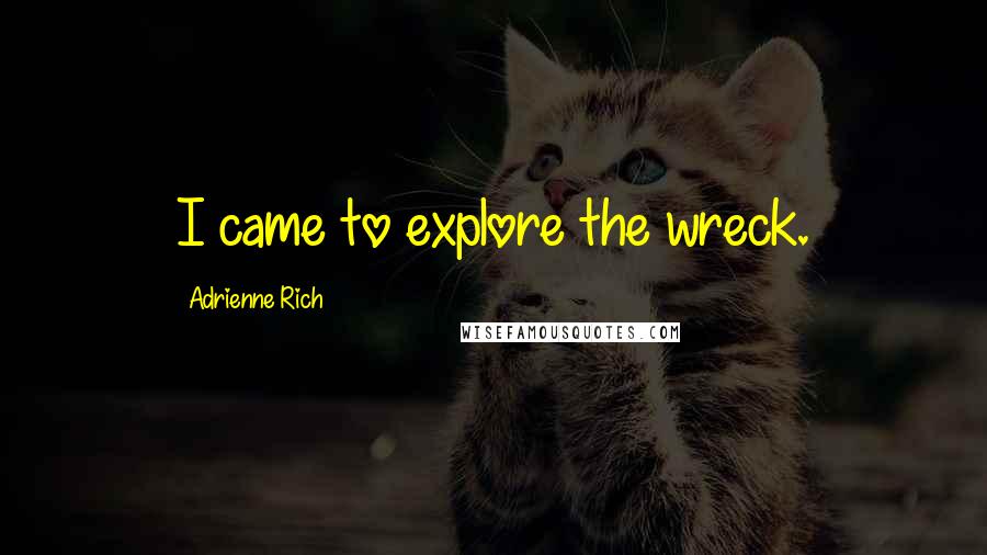 Adrienne Rich Quotes: I came to explore the wreck.