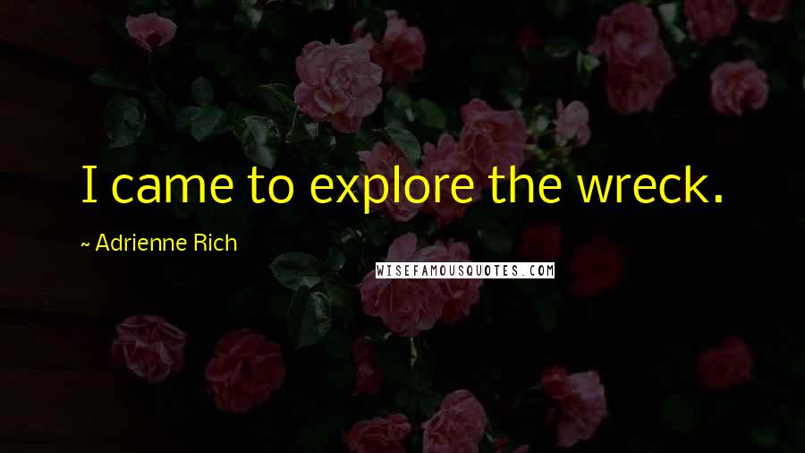 Adrienne Rich Quotes: I came to explore the wreck.