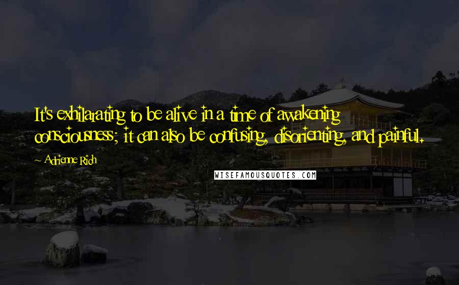 Adrienne Rich Quotes: It's exhilarating to be alive in a time of awakening consciousness; it can also be confusing, disorienting, and painful.
