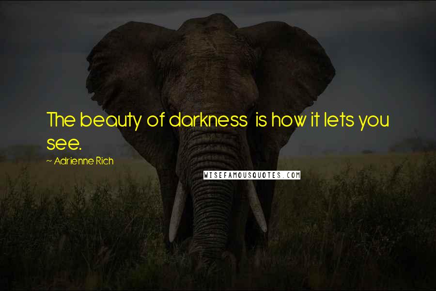 Adrienne Rich Quotes: The beauty of darkness  is how it lets you see.