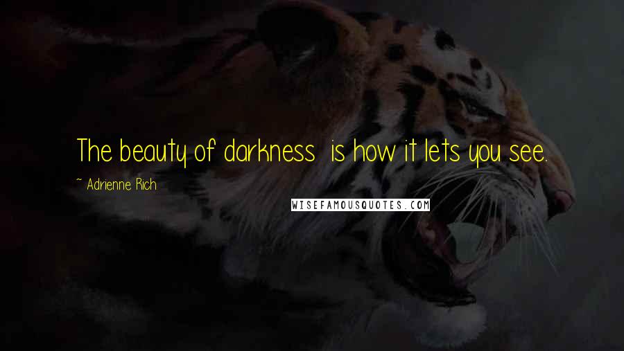 Adrienne Rich Quotes: The beauty of darkness  is how it lets you see.