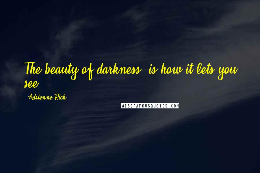 Adrienne Rich Quotes: The beauty of darkness  is how it lets you see.