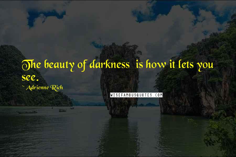 Adrienne Rich Quotes: The beauty of darkness  is how it lets you see.