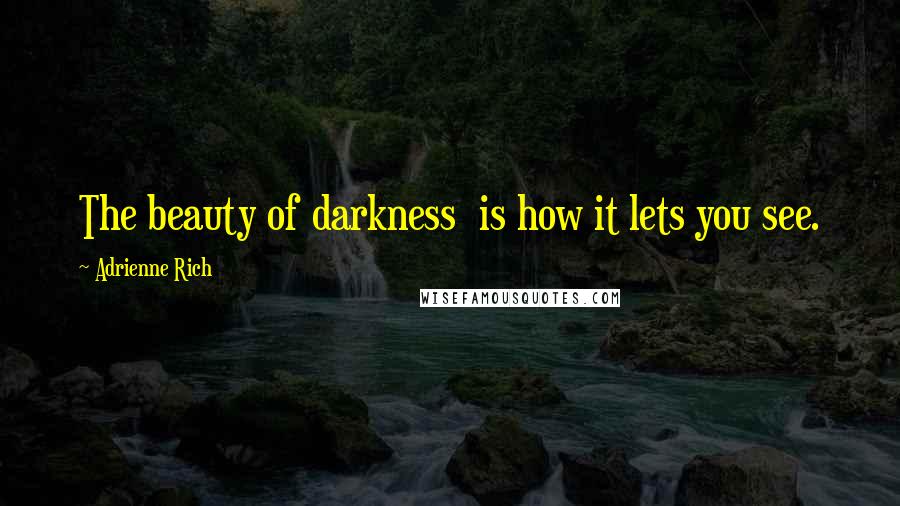 Adrienne Rich Quotes: The beauty of darkness  is how it lets you see.