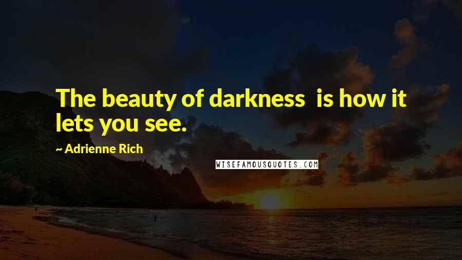 Adrienne Rich Quotes: The beauty of darkness  is how it lets you see.