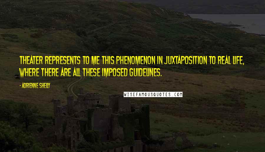 Adrienne Shelly Quotes: Theater represents to me this phenomenon in juxtaposition to real life, where there are all these imposed guidelines.
