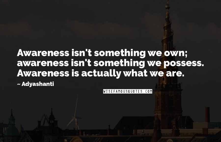 Adyashanti Quotes: Awareness isn't something we own; awareness isn't something we possess. Awareness is actually what we are.