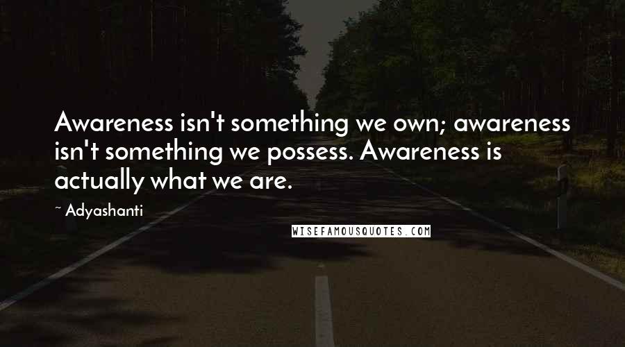 Adyashanti Quotes: Awareness isn't something we own; awareness isn't something we possess. Awareness is actually what we are.