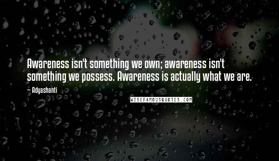 Adyashanti Quotes: Awareness isn't something we own; awareness isn't something we possess. Awareness is actually what we are.