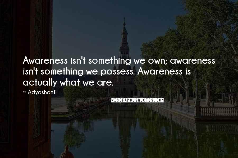 Adyashanti Quotes: Awareness isn't something we own; awareness isn't something we possess. Awareness is actually what we are.