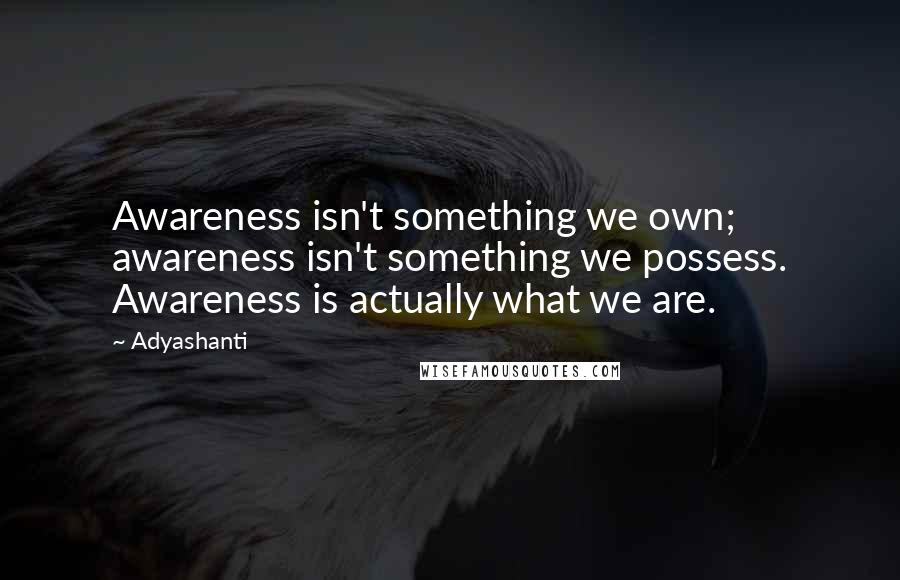 Adyashanti Quotes: Awareness isn't something we own; awareness isn't something we possess. Awareness is actually what we are.