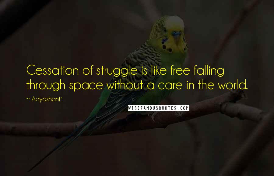 Adyashanti Quotes: Cessation of struggle is like free falling through space without a care in the world.