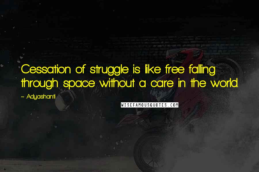 Adyashanti Quotes: Cessation of struggle is like free falling through space without a care in the world.