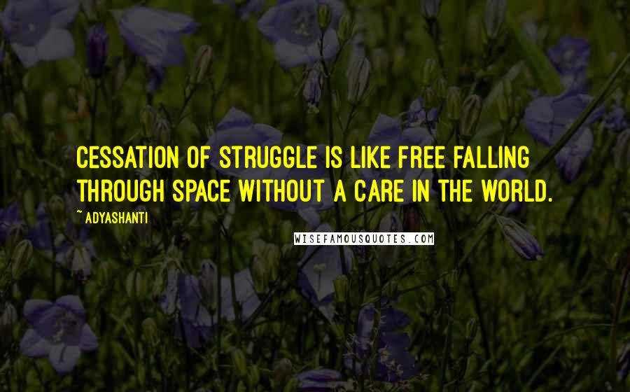 Adyashanti Quotes: Cessation of struggle is like free falling through space without a care in the world.