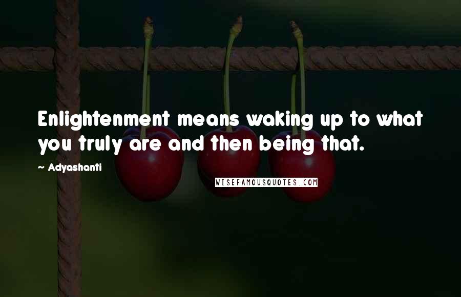 Adyashanti Quotes: Enlightenment means waking up to what you truly are and then being that.