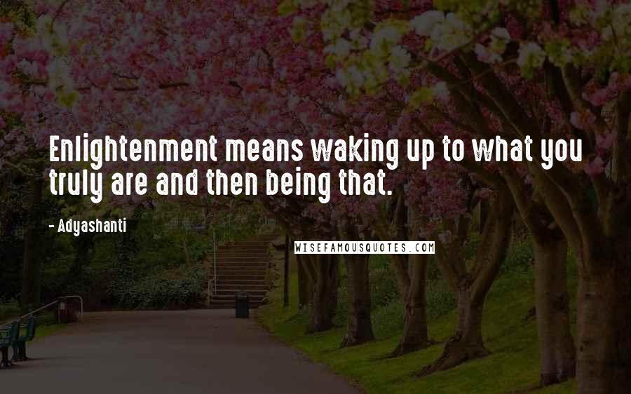 Adyashanti Quotes: Enlightenment means waking up to what you truly are and then being that.