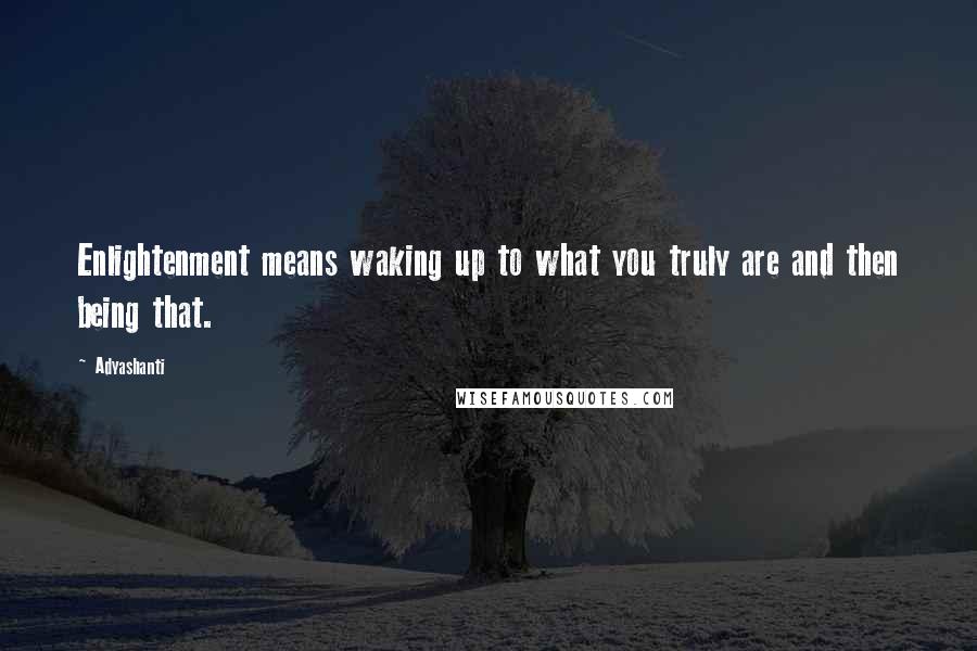 Adyashanti Quotes: Enlightenment means waking up to what you truly are and then being that.