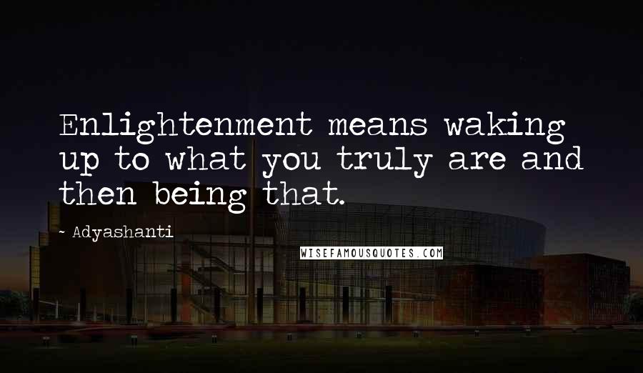 Adyashanti Quotes: Enlightenment means waking up to what you truly are and then being that.
