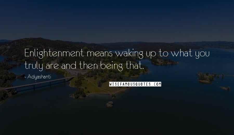 Adyashanti Quotes: Enlightenment means waking up to what you truly are and then being that.