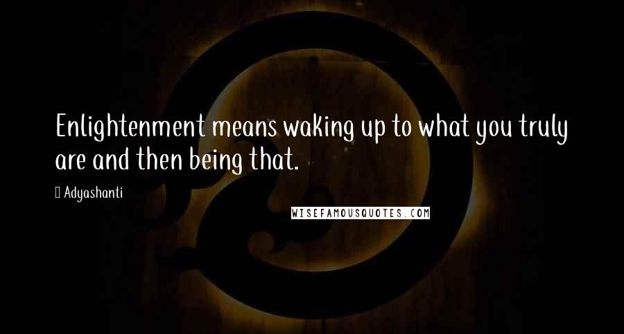 Adyashanti Quotes: Enlightenment means waking up to what you truly are and then being that.