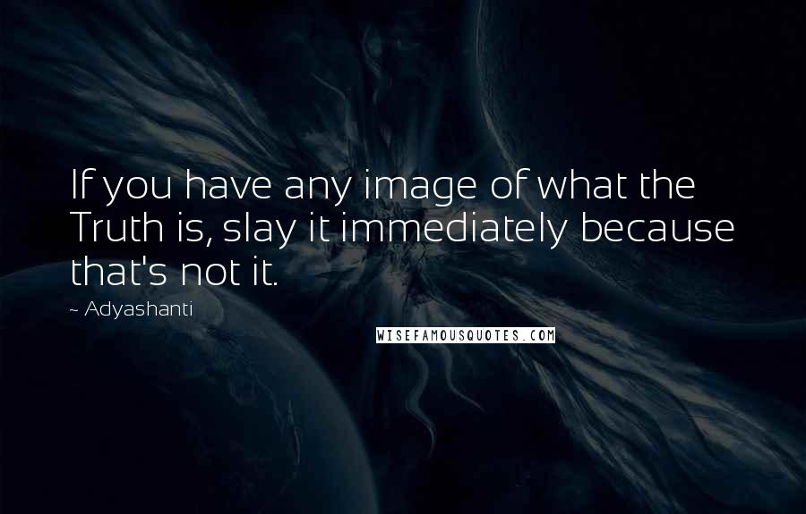 Adyashanti Quotes: If you have any image of what the Truth is, slay it immediately because that's not it.