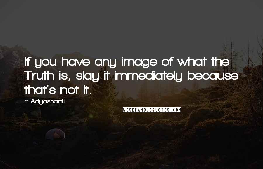Adyashanti Quotes: If you have any image of what the Truth is, slay it immediately because that's not it.