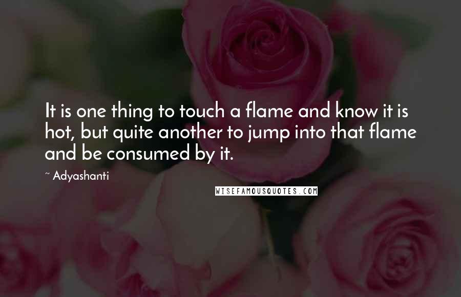 Adyashanti Quotes: It is one thing to touch a flame and know it is hot, but quite another to jump into that flame and be consumed by it.
