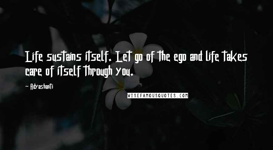 Adyashanti Quotes: Life sustains itself. Let go of the ego and life takes care of itself through you.