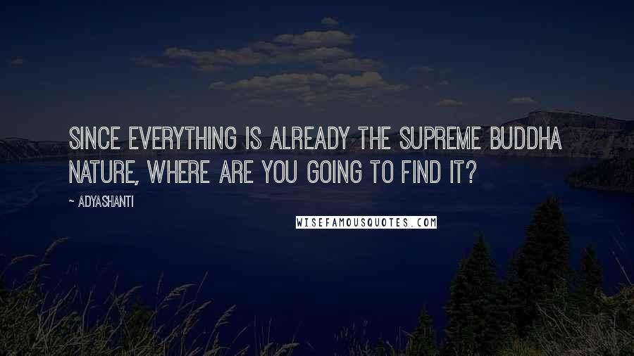 Adyashanti Quotes: Since everything is already the Supreme Buddha Nature, where are you going to find it?