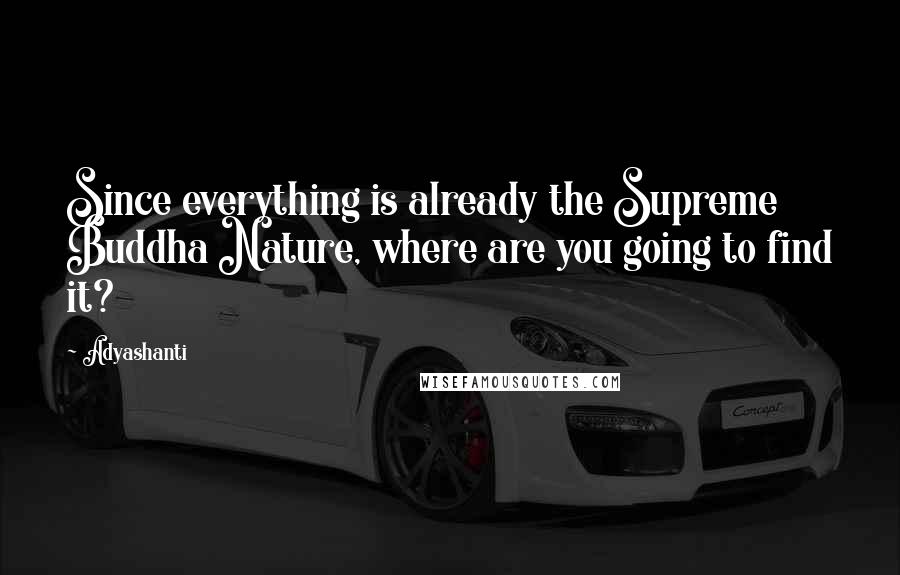 Adyashanti Quotes: Since everything is already the Supreme Buddha Nature, where are you going to find it?