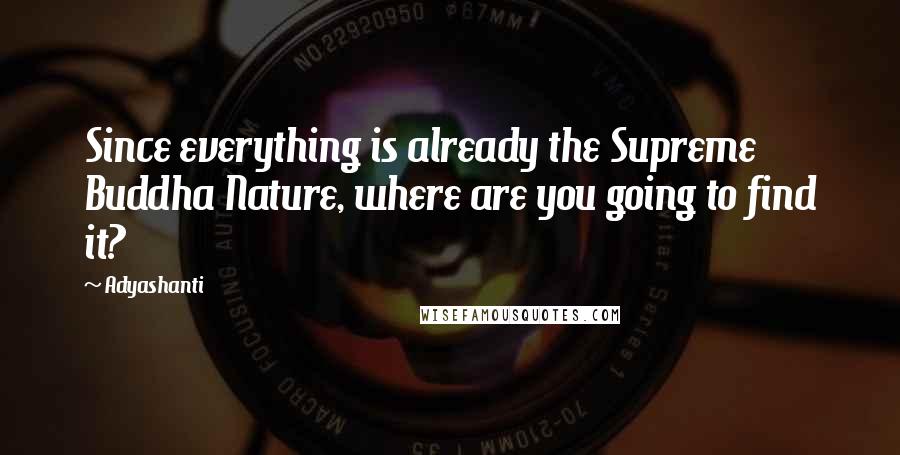 Adyashanti Quotes: Since everything is already the Supreme Buddha Nature, where are you going to find it?