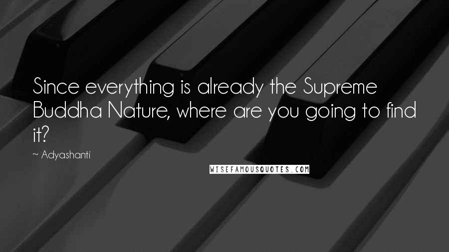 Adyashanti Quotes: Since everything is already the Supreme Buddha Nature, where are you going to find it?