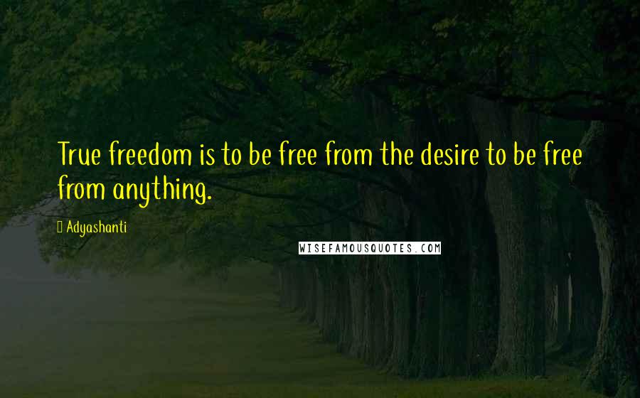 Adyashanti Quotes: True freedom is to be free from the desire to be free from anything.