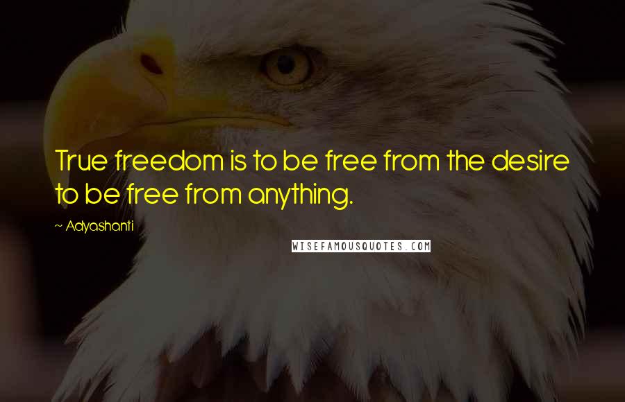 Adyashanti Quotes: True freedom is to be free from the desire to be free from anything.