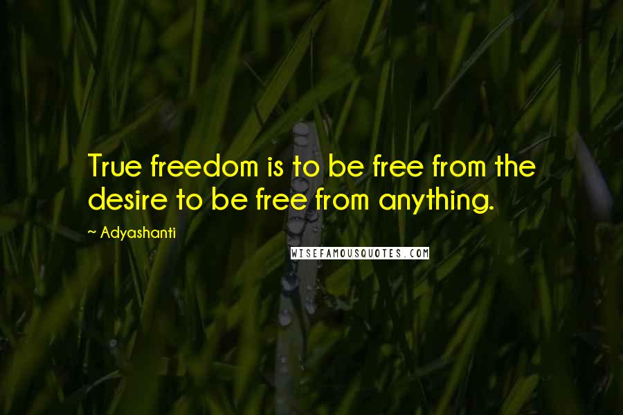 Adyashanti Quotes: True freedom is to be free from the desire to be free from anything.