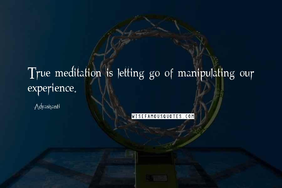 Adyashanti Quotes: True meditation is letting go of manipulating our experience.