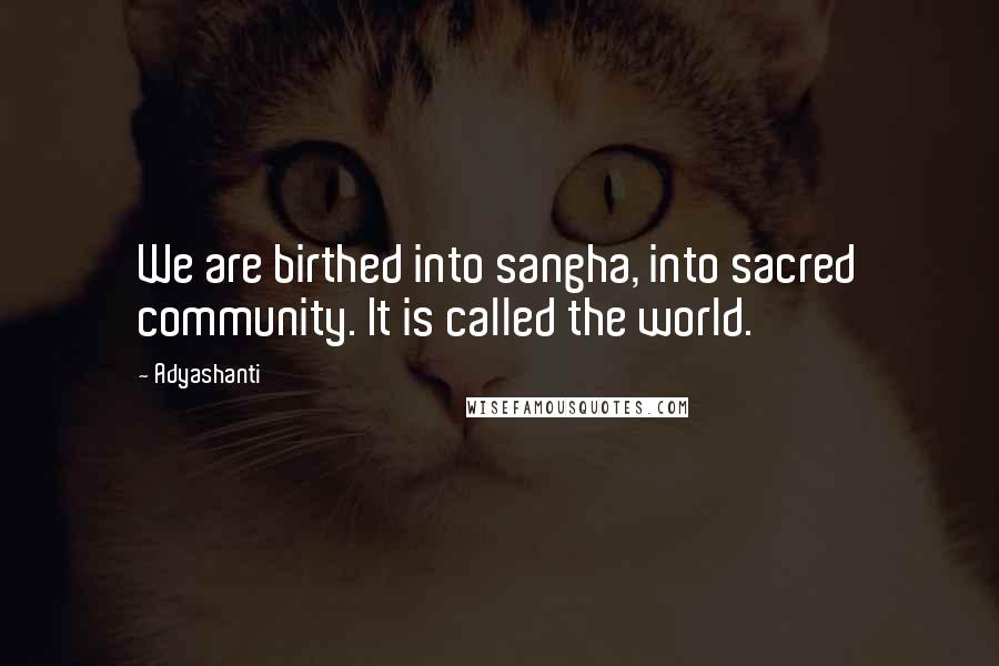 Adyashanti Quotes: We are birthed into sangha, into sacred community. It is called the world.