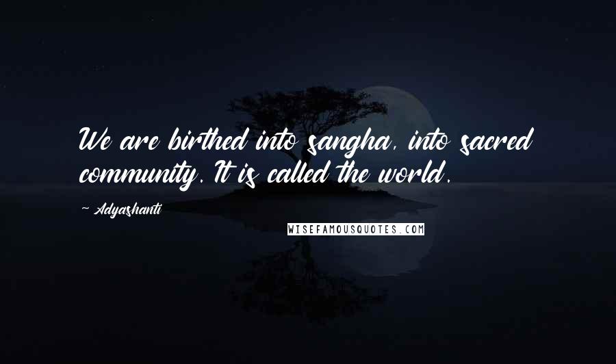 Adyashanti Quotes: We are birthed into sangha, into sacred community. It is called the world.