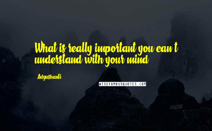 Adyashanti Quotes: What is really important you can't understand with your mind.