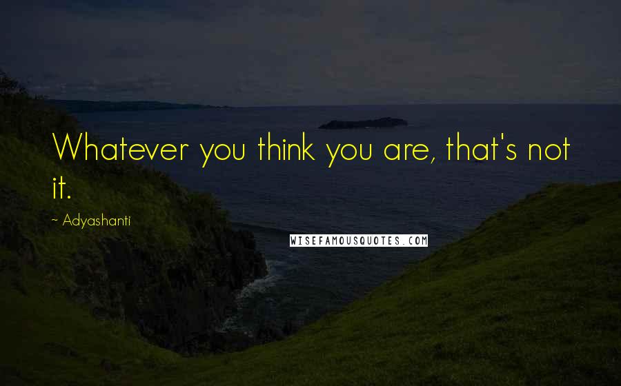 Adyashanti Quotes: Whatever you think you are, that's not it.