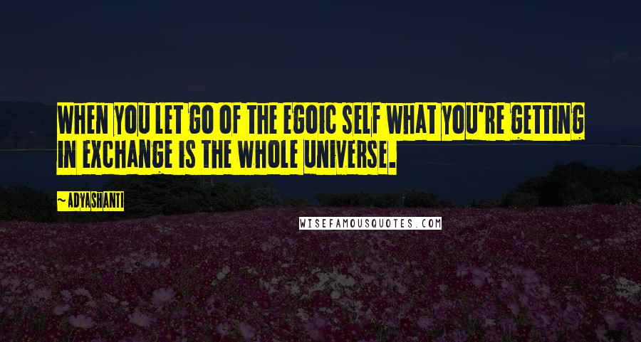 Adyashanti Quotes: When you let go of the egoic self what you're getting in exchange is the whole universe.