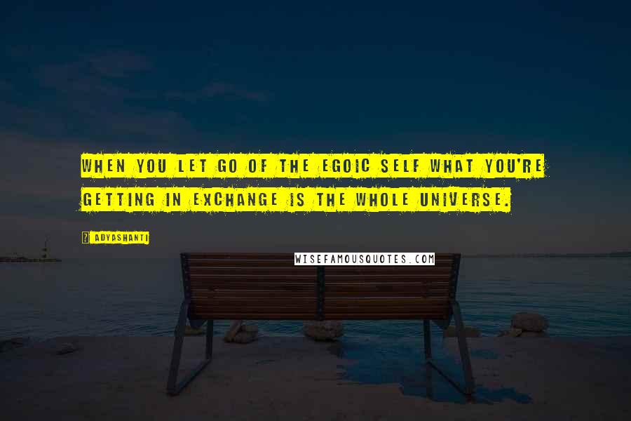 Adyashanti Quotes: When you let go of the egoic self what you're getting in exchange is the whole universe.