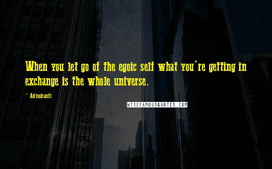 Adyashanti Quotes: When you let go of the egoic self what you're getting in exchange is the whole universe.