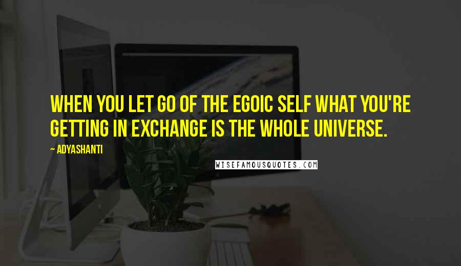 Adyashanti Quotes: When you let go of the egoic self what you're getting in exchange is the whole universe.